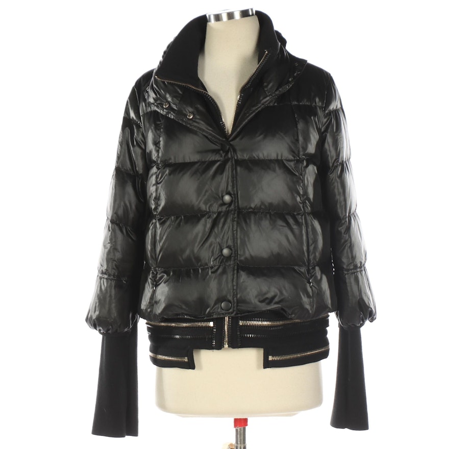 Insun Quilted Down Coat with Exposed Zipper Detail