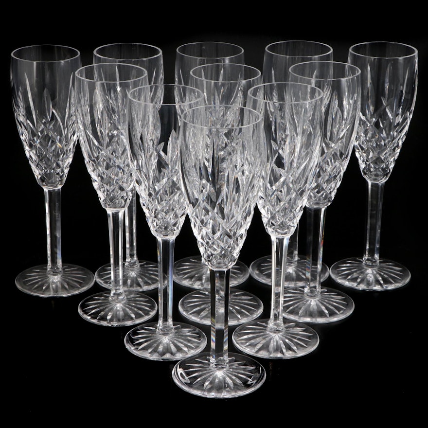 Waterford Crystal "Araglin" Champagne Flutes, Late 20th Century