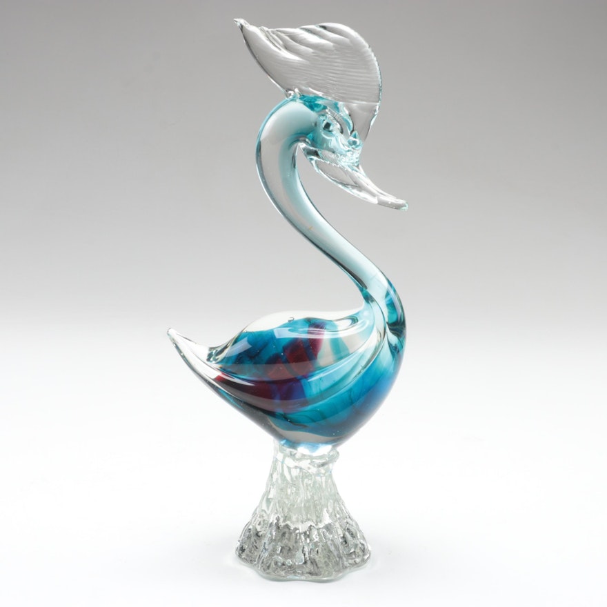 Murano Style Handcrafted Multicolor Art Glass Bird Figurine