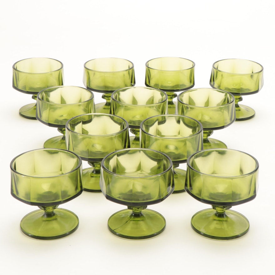 Colony Glass "Nouveau" Green Sherbet Glasses