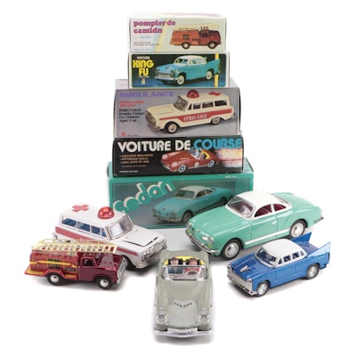 Friction Toy Cars with Ambulance, Sedan, Xing Fu, Racing Car, Firetruck