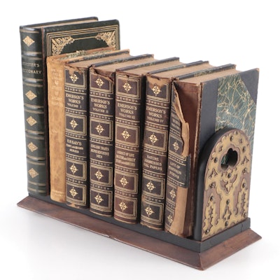 "Emerson's Works" and More Nonfiction Books with Brass Mounted Walnut Book Rack