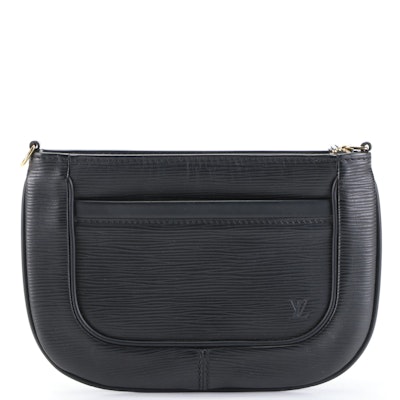 Louis Vuitton Sarvanga Crossbody Clutch in Black Epi and Smooth Leather