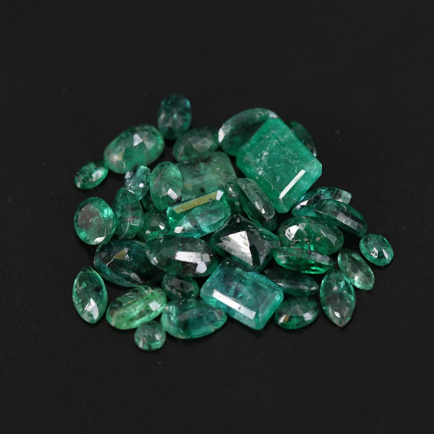 Loose 12.34 CTW Mixed Faceted Emeralds