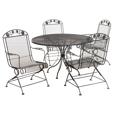 Wire Mesh Patio Dining Table with Four Chairs, Late 20th Century
