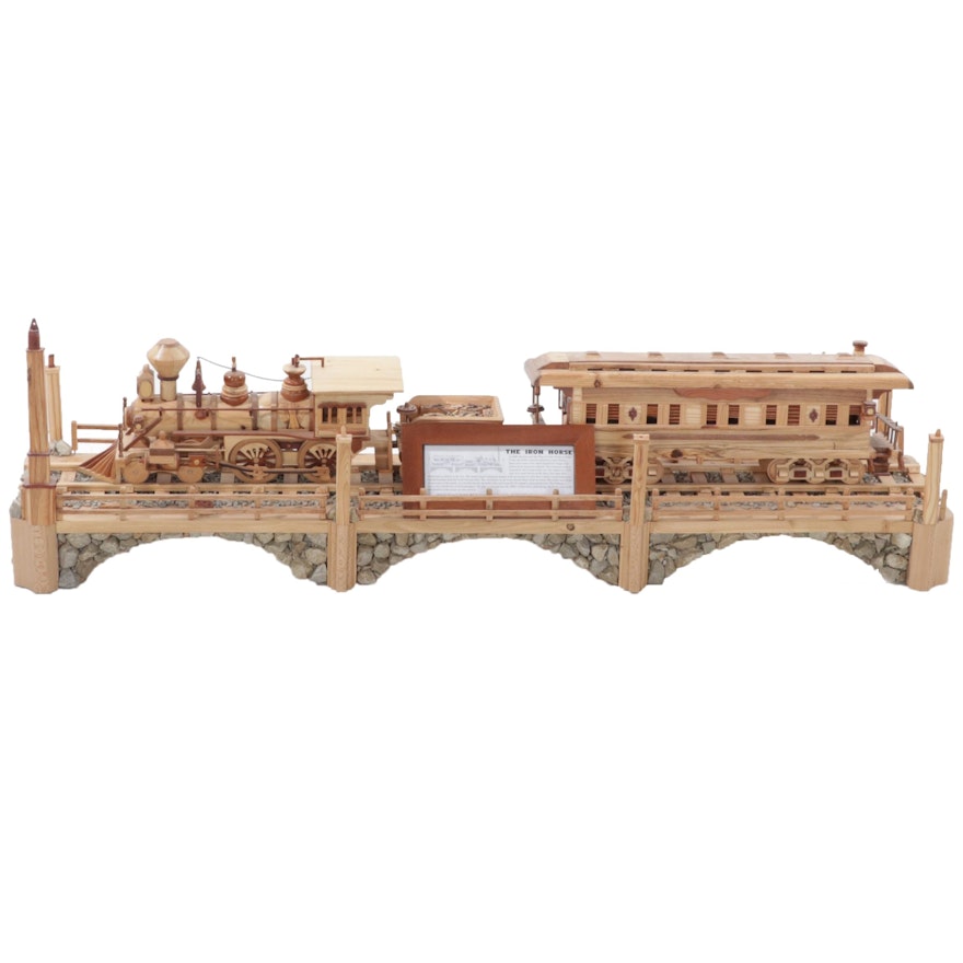 Hand-Carved Wooden Model Train "The Iron Horse" 2014