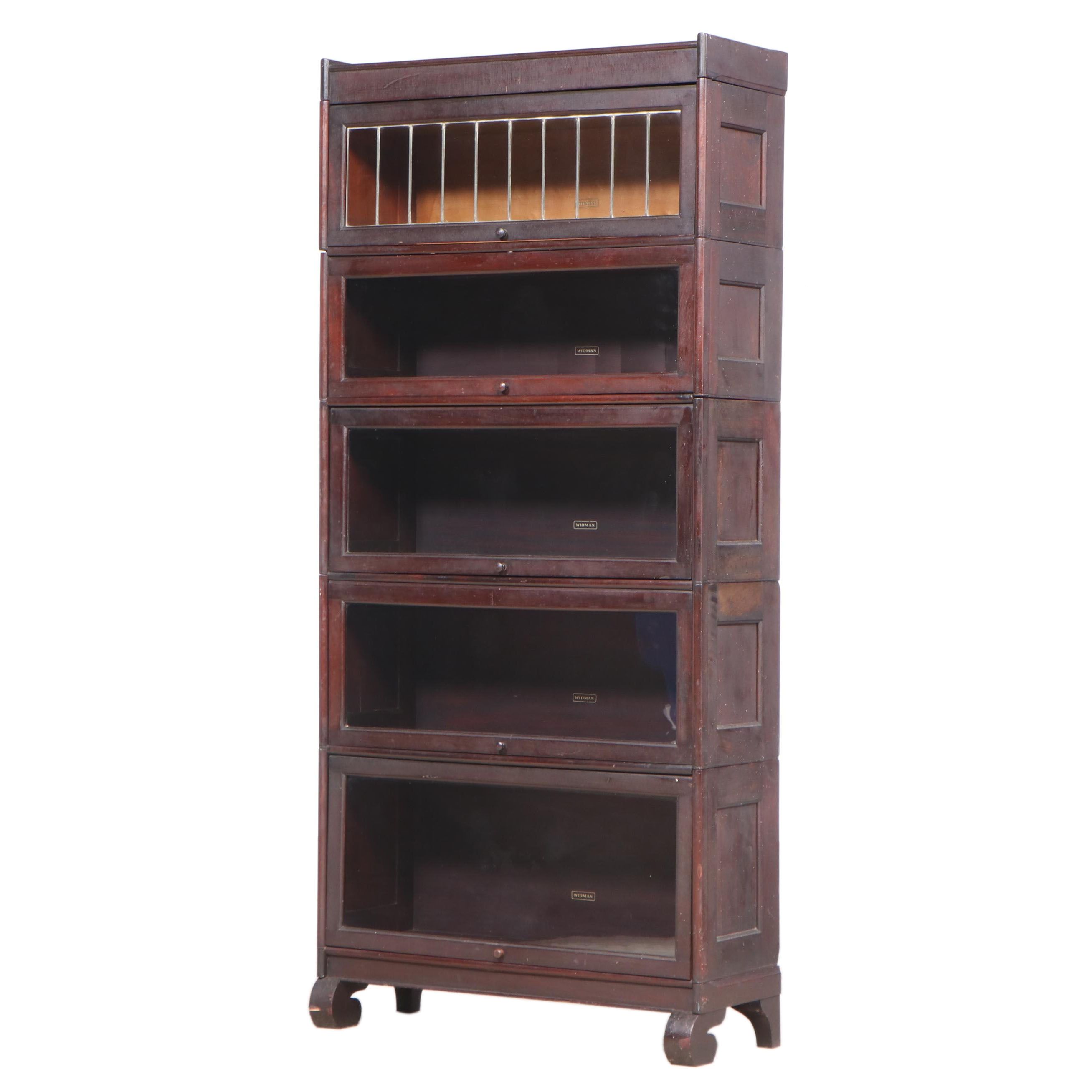 Widman Birch Barrister's Bookcase with Leaded Glass, Early 20th Century
