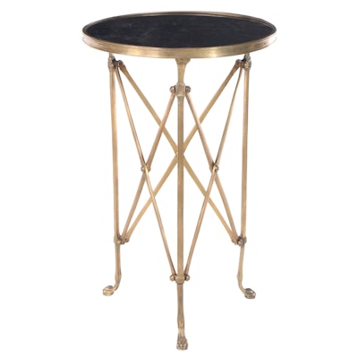 Global Views Inc. Directoire Style Brass and Black Granite Gueridon