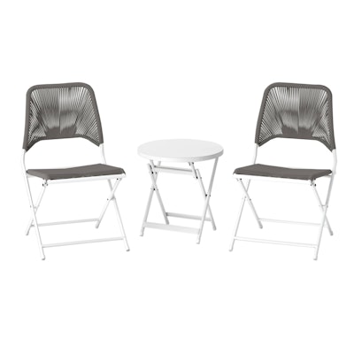 Fisher Three-Piece Gray and White Foldable Patio Bistro Set