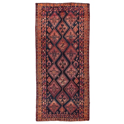 4'4 x 9'7 Hand-Knotted Persian Yazd Long Rug
