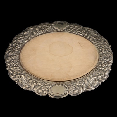 Boardman, Glossop & Co Silver Plate Repoussé Tray with Wooden Insert
