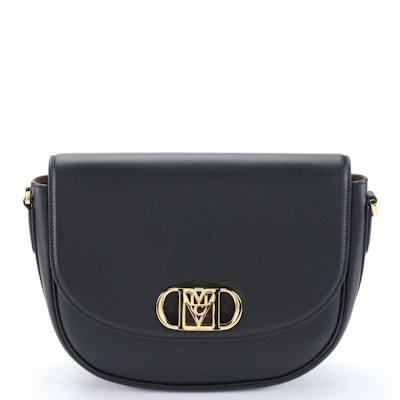 MCM Travia Small Flap Crossbody Bag in Black Smooth Leather