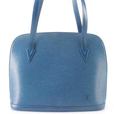 Louis Vuitton Lussac Shoulder Bag in Toledo Blue Epi and Smooth Leather