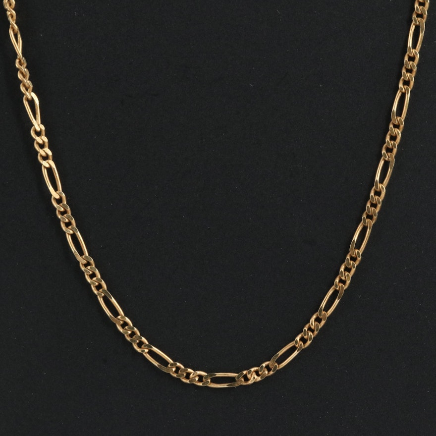 Italian 18K Figaro Chain Necklace