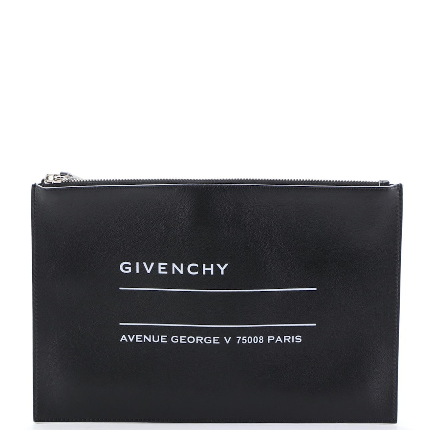 Givenchy Zip Pouch in Black/White Printed Lambskin Leather with Box