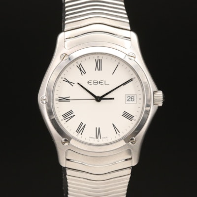 Ebel Classic Wave White Roman Dial with Date Wristwatch
