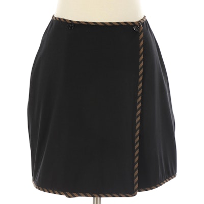 Fendi Jeans Black Miniskirt with Pequin Stripe Trim