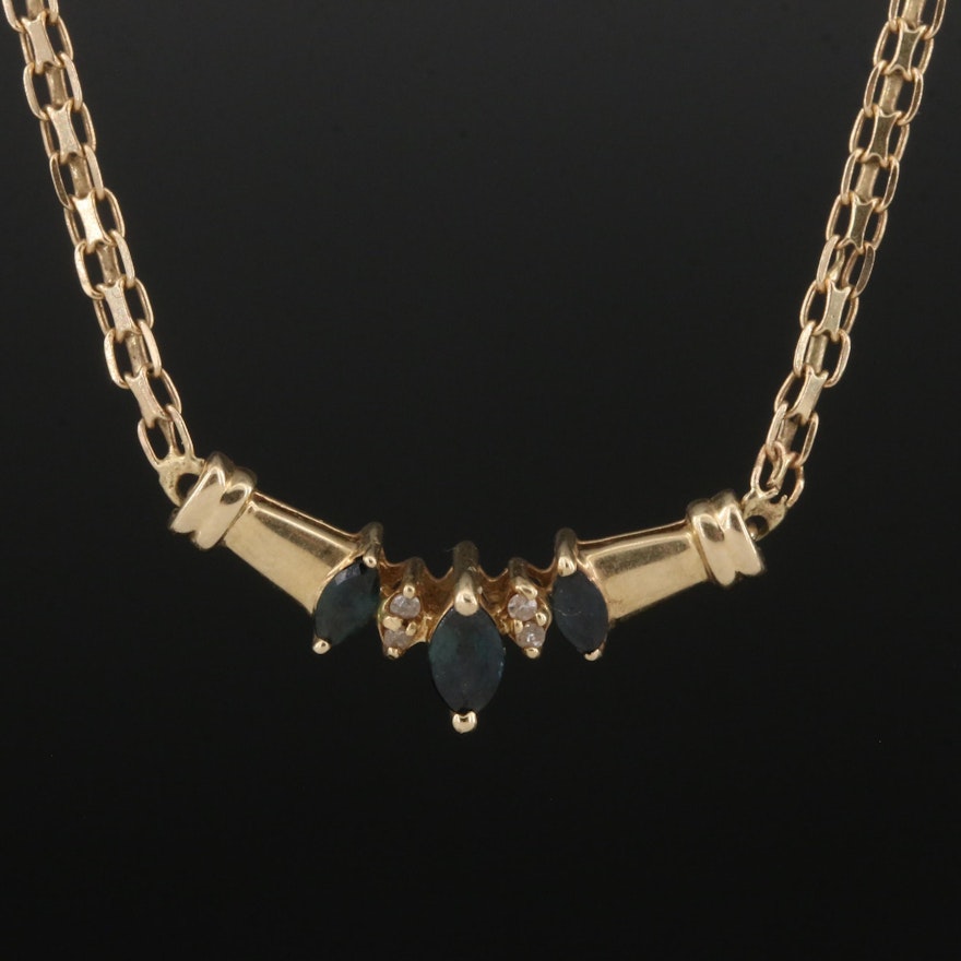 14K Sapphire and Diamond Necklace