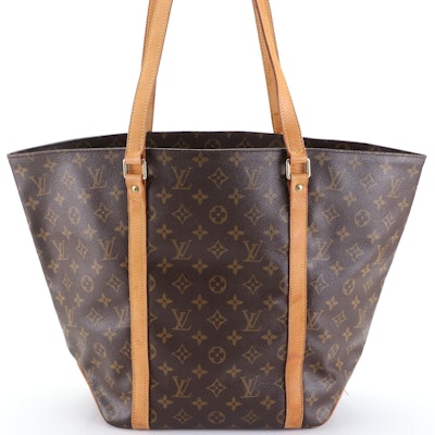 Louis Vuitton Sac Shopping in Monogram Canvas and Vachetta Leather
