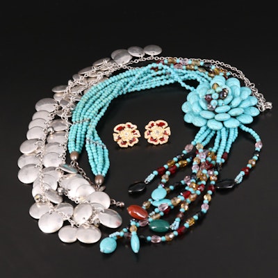 Faux Turquoise and Chalcedony Stranded and Tiered Assorted Jewelry