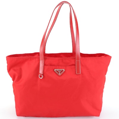 Prada Red Nylon Tessuto Tote Bag