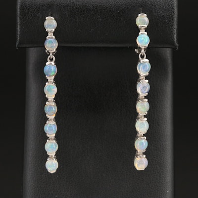 Sterling Opal Line Drop Earrings