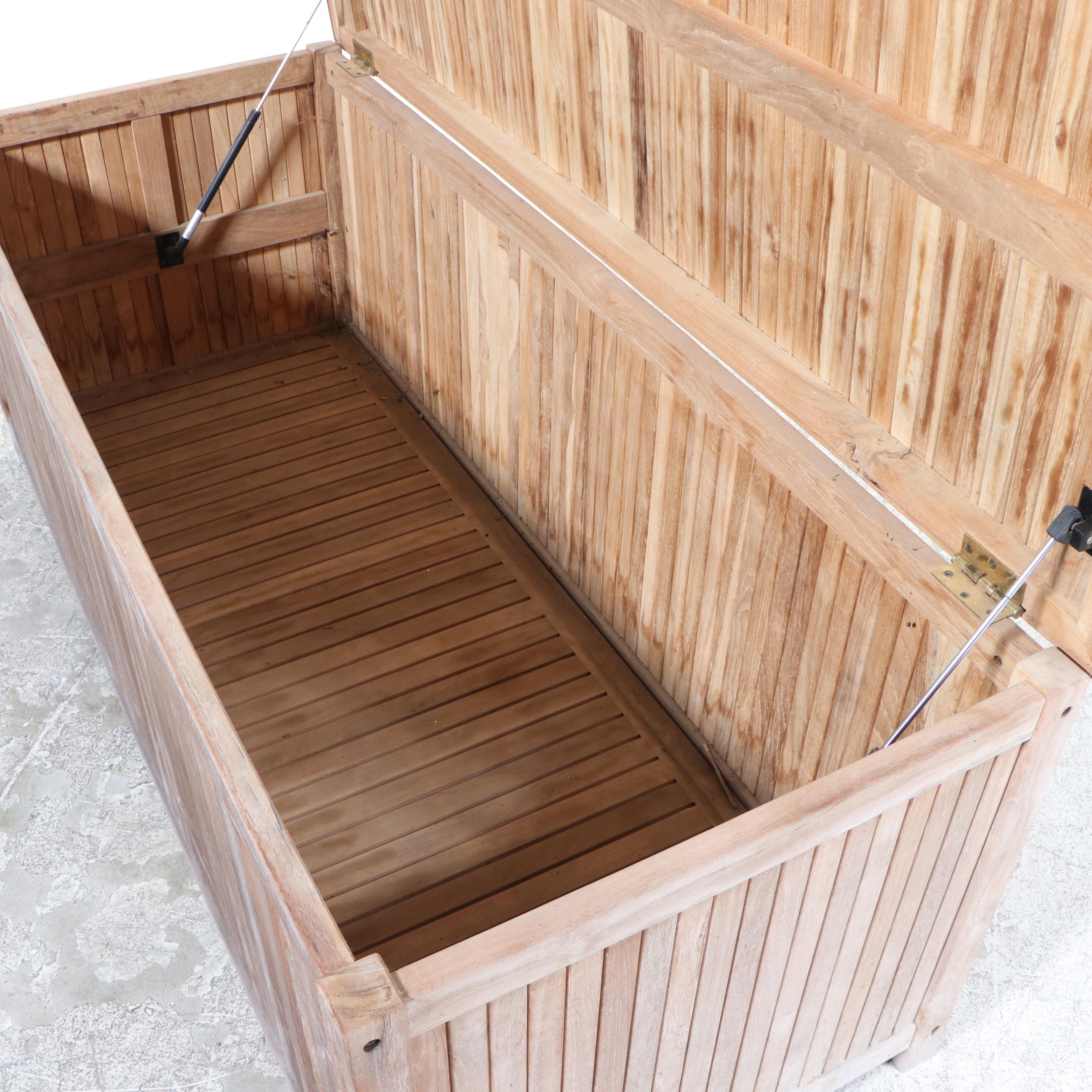 Teak Outdoor Storage Chest with SoftClosing Hinge EBTH