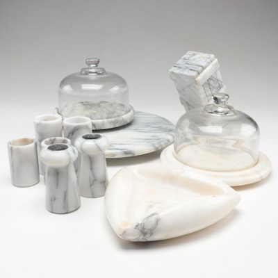 Marble Cheese Domes with Lazy Susan and Other Marble Tableware