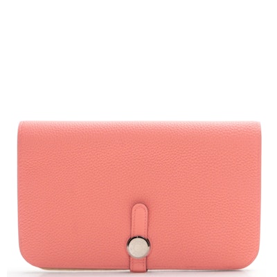 Hermès Dogon Duo GM Bifold Wallet in Rose Jaipur Clemence Leather with Box