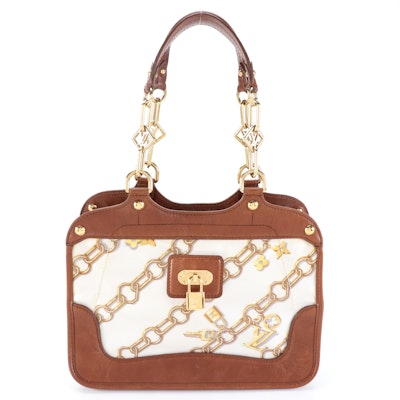 Louis Vuitton Charms Cabas in Clear PVC over Printed Silk with Brown Leather