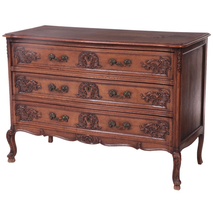 Louis XV Style Oak Commode, Mid to Late 20th Century