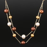 14K Pearl Double Station Necklace