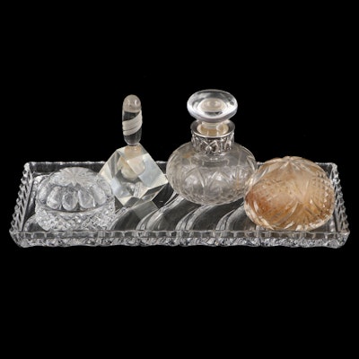 Atlantis Crystal Silver Mounted Perfume Bottle with Paperweights and More