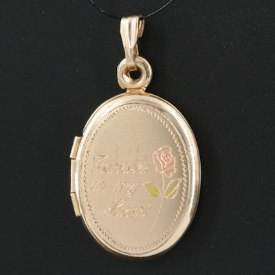 Tri-Color "Forever In My Heart" Floral Locket