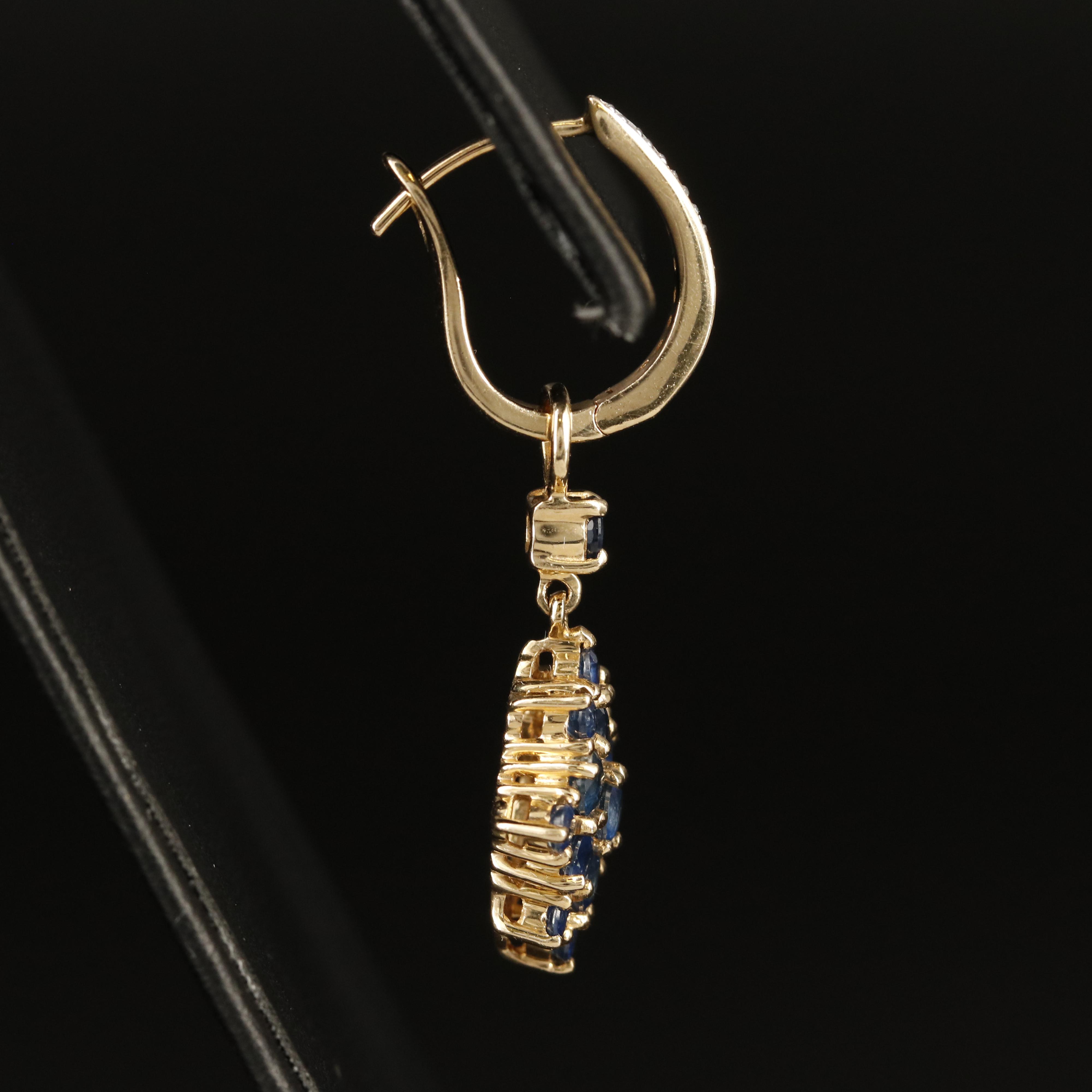 14K Diamond Hoop Earrings with Sapphire Enhancers EBTH