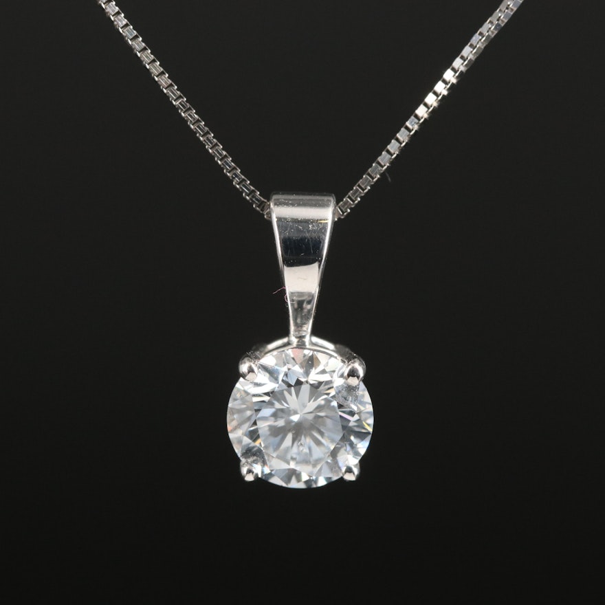 14K 0.70 CT Lab Grown Diamond Solitaire Pendant Necklace