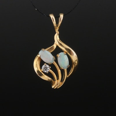 Gold-Filled Opal and Cubic Zirconia Pendant