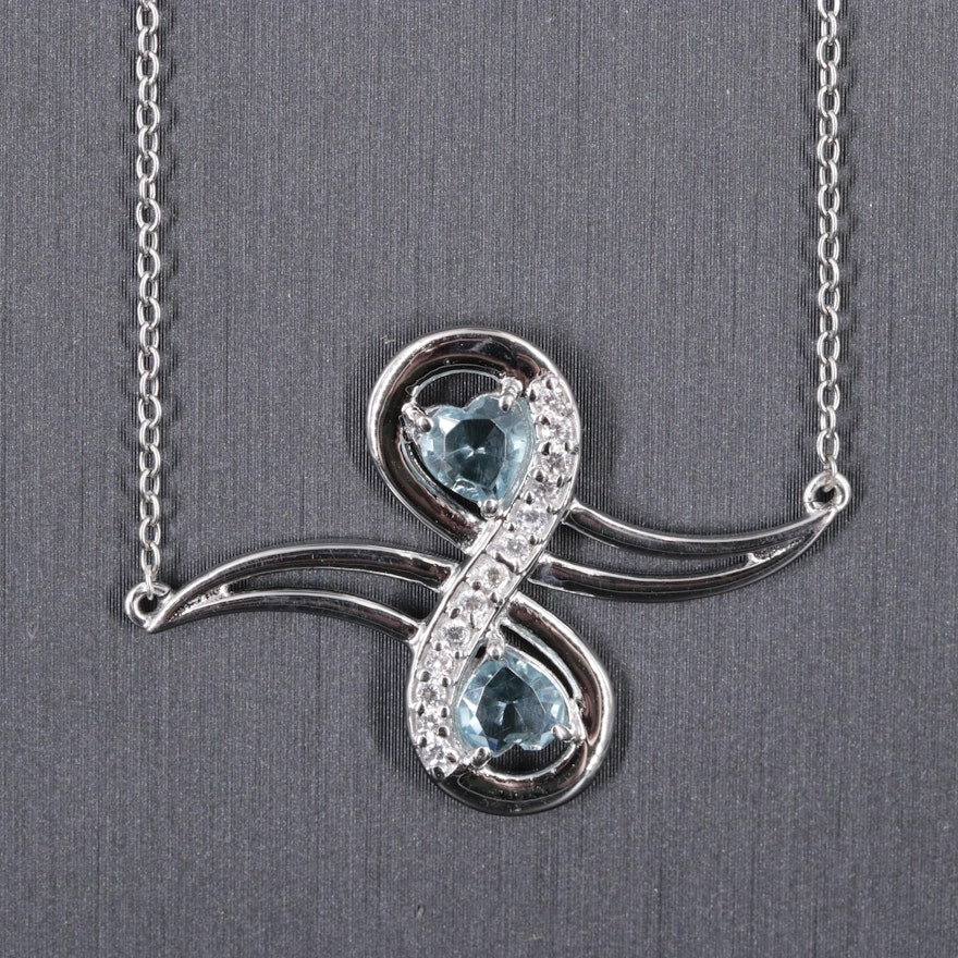 Sterling Silver Topaz and Cubic Zirconia Pendant Necklace