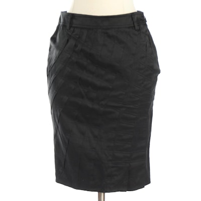 Gucci Pencil Skirt with Pleated Hem and Topstitching Detail