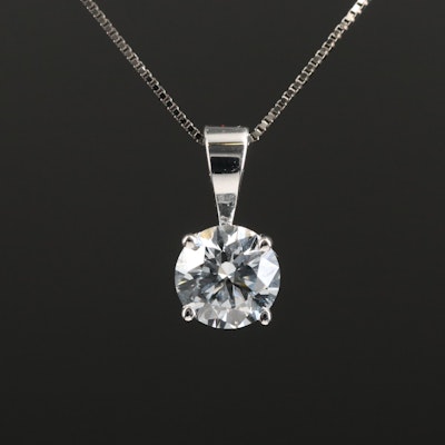 14K 0.82 CT Lab Grown Diamond Solitaire Pendant Necklace