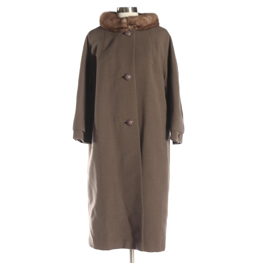 Sycamore for Mabley & Carew Button-Front Coat with Mink Fur Collar
