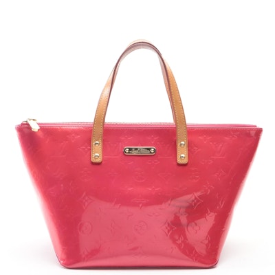 Louis Vuitton Bellevue PM Tote Bag in Rose Pop Monogram Vernis/Vachetta Leather