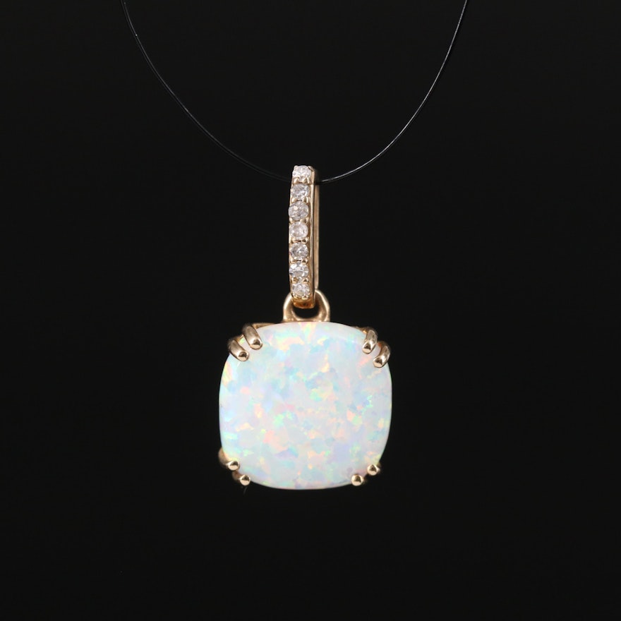 10K Opal and Diamond Pendant