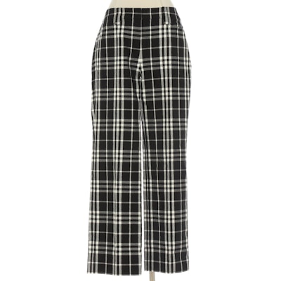Burberry Straight Leg Trousers in Black and White Plaid
