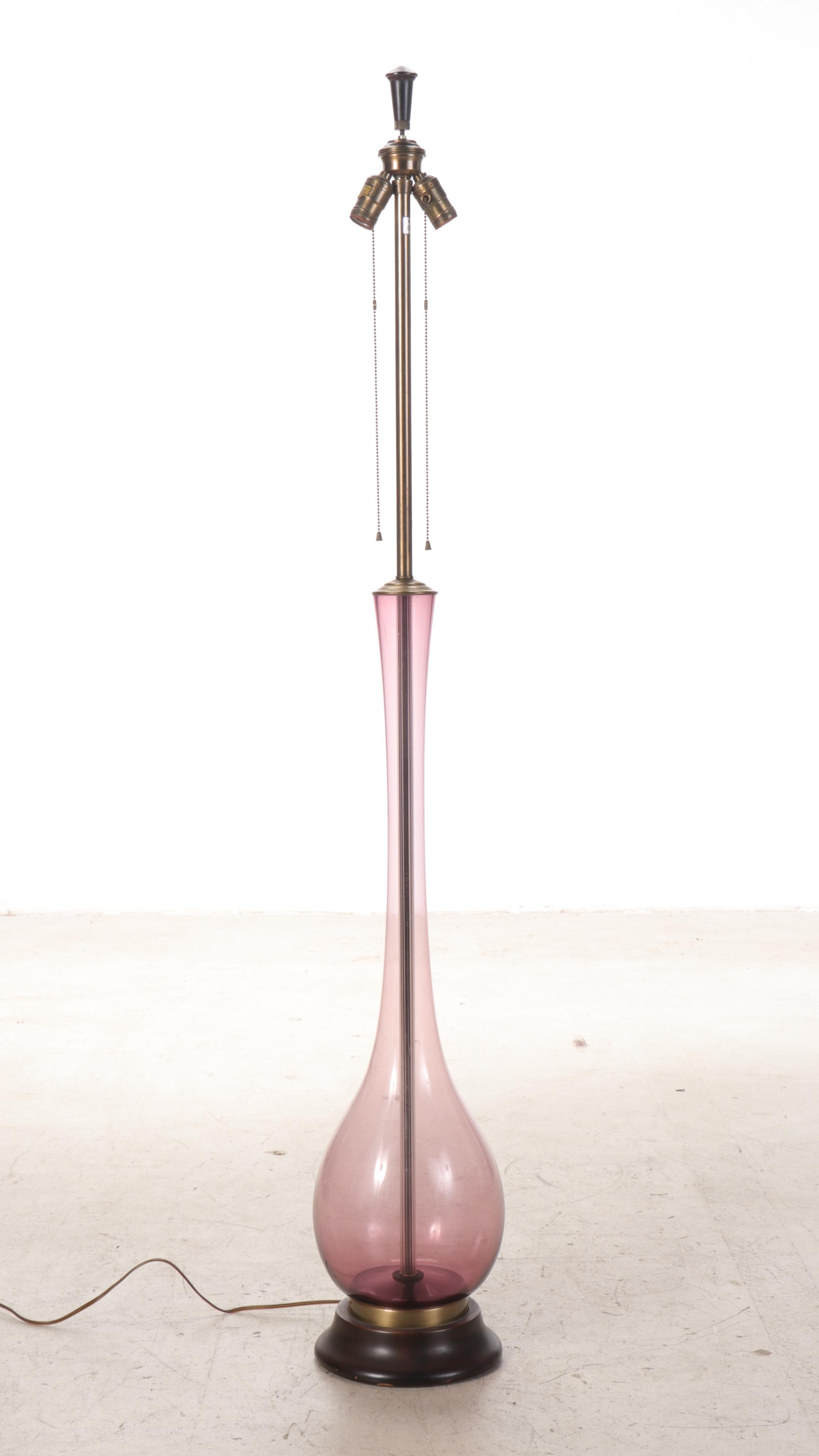 Marbro Lamp Co. Amethyst Glass Vase Floor Lamp, Mid20th Century EBTH