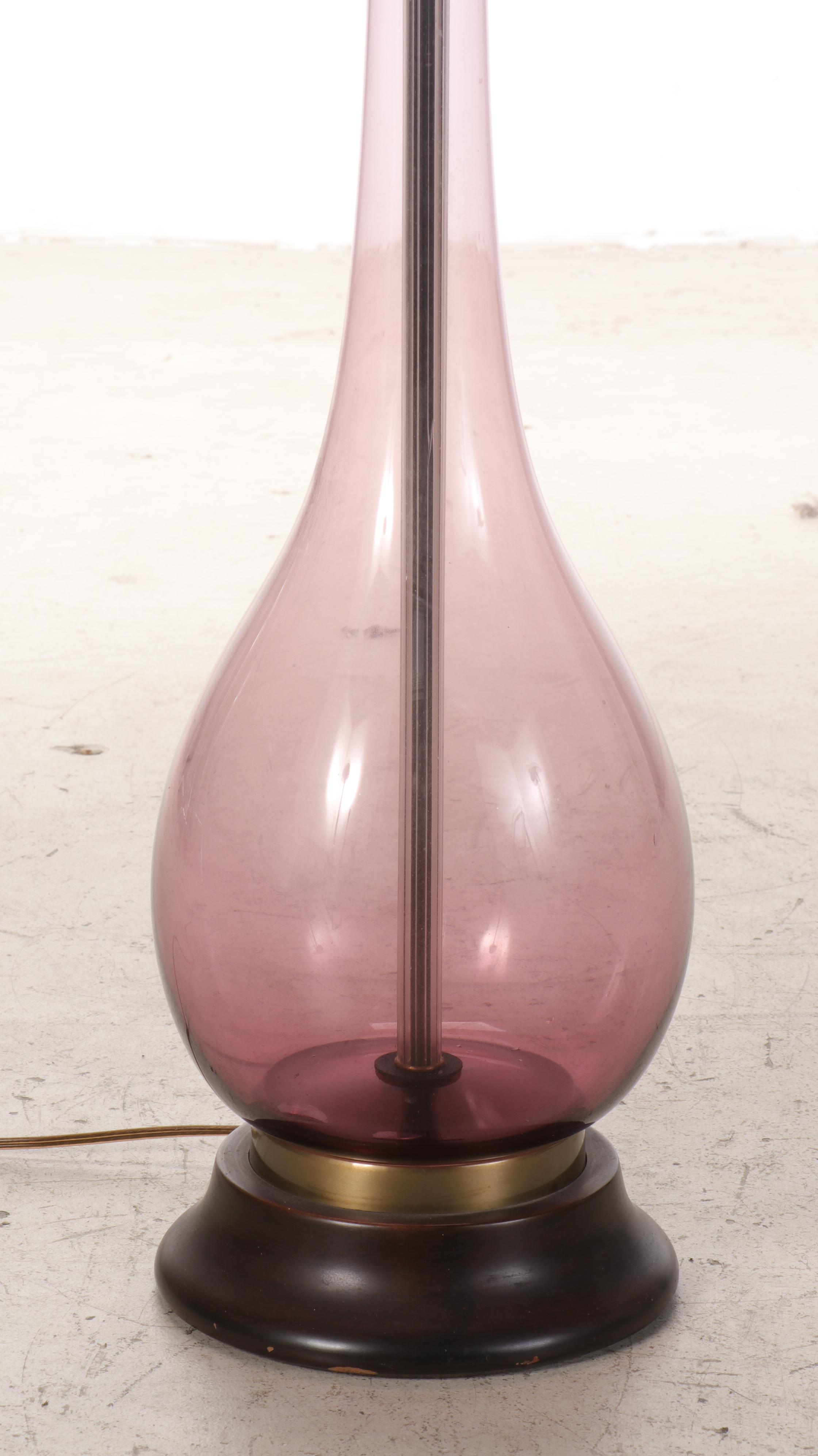 Marbro Lamp Co. Amethyst Glass Vase Floor Lamp, Mid20th Century EBTH