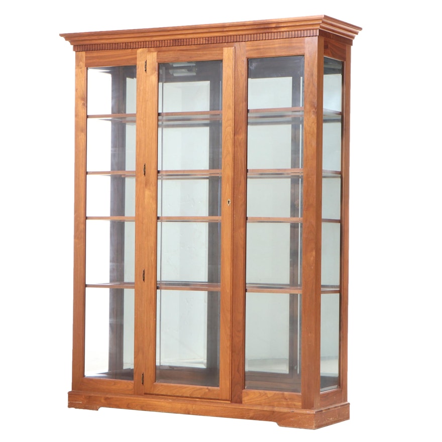 Neoclassical Style Walnut Display Cabinet, Late 20th Century