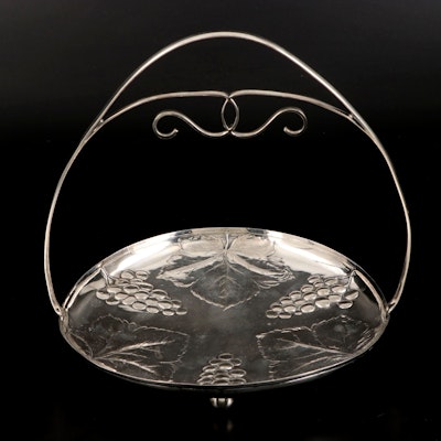 Art Nouveau Silver Plate Serving Basket with Arched Handle, Early 20th Century