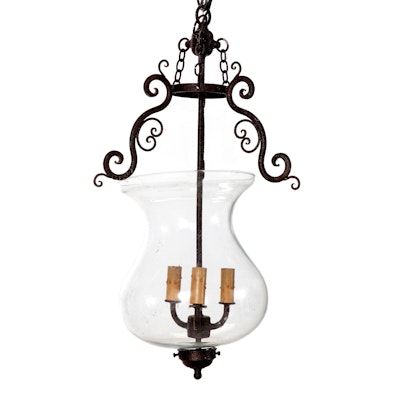 Contemporary Outdoor Wall Sconce With Pendant Light in Rust Finish