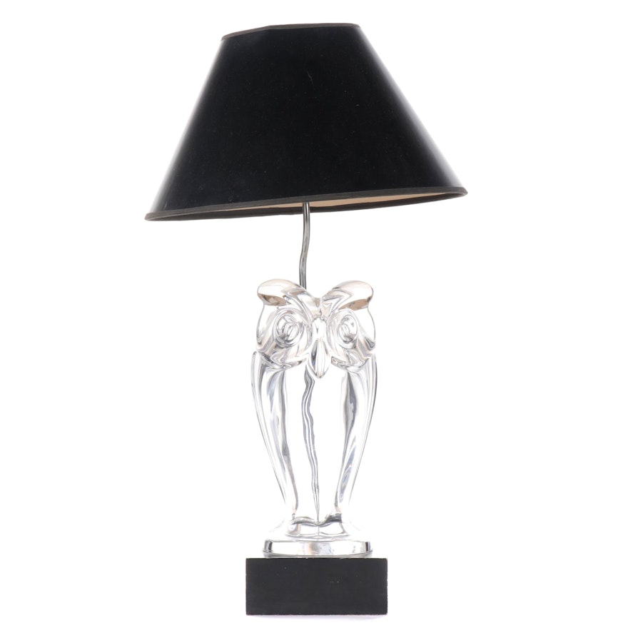Cristal de Sevres France Crystal Owl Table Lamp, Mid to Late 20th Century